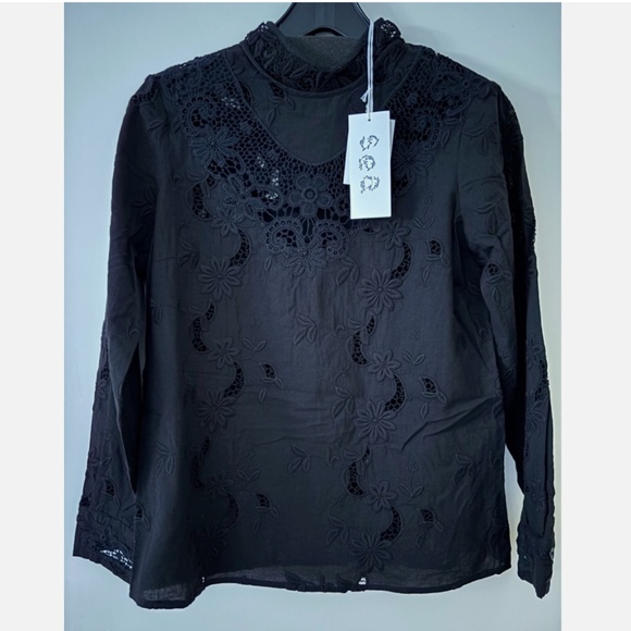 ★NWT Sea New York Embroidered Long Sleeve Top Black US4★ - Picture 6 of 10